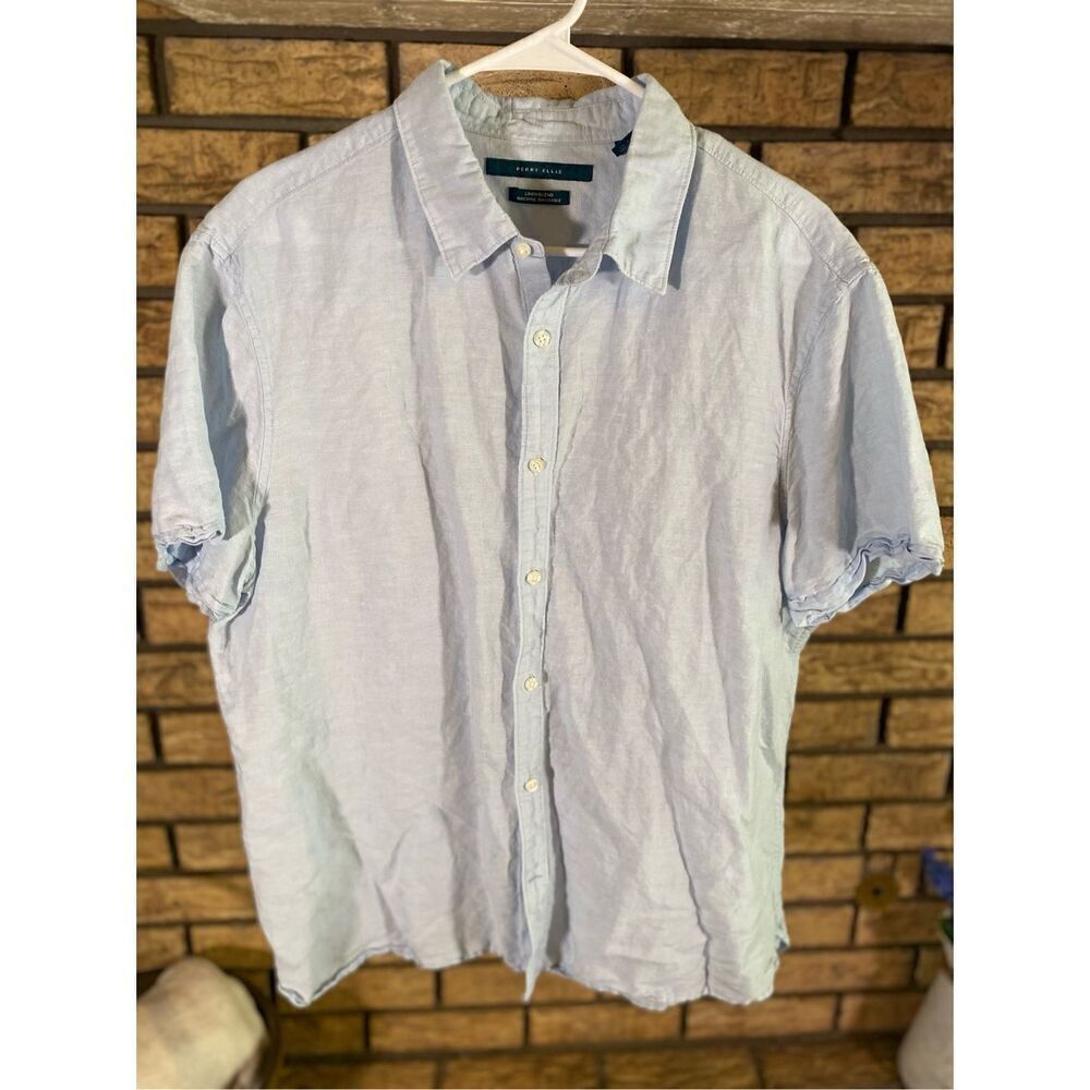 Perry Ellis Lined‎ Blend Button Up Shirt